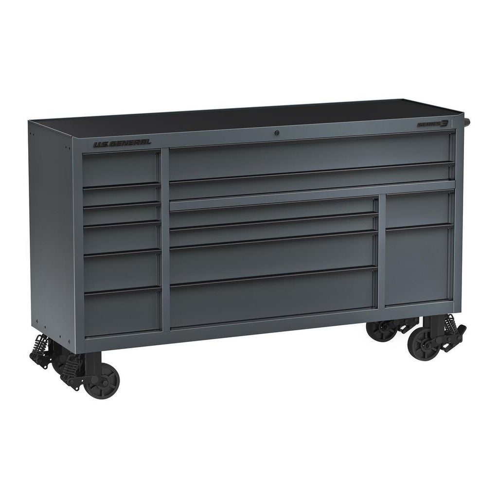 72 in. x 22 in. Slate Gray Triple-Bank Roll Cab B76634