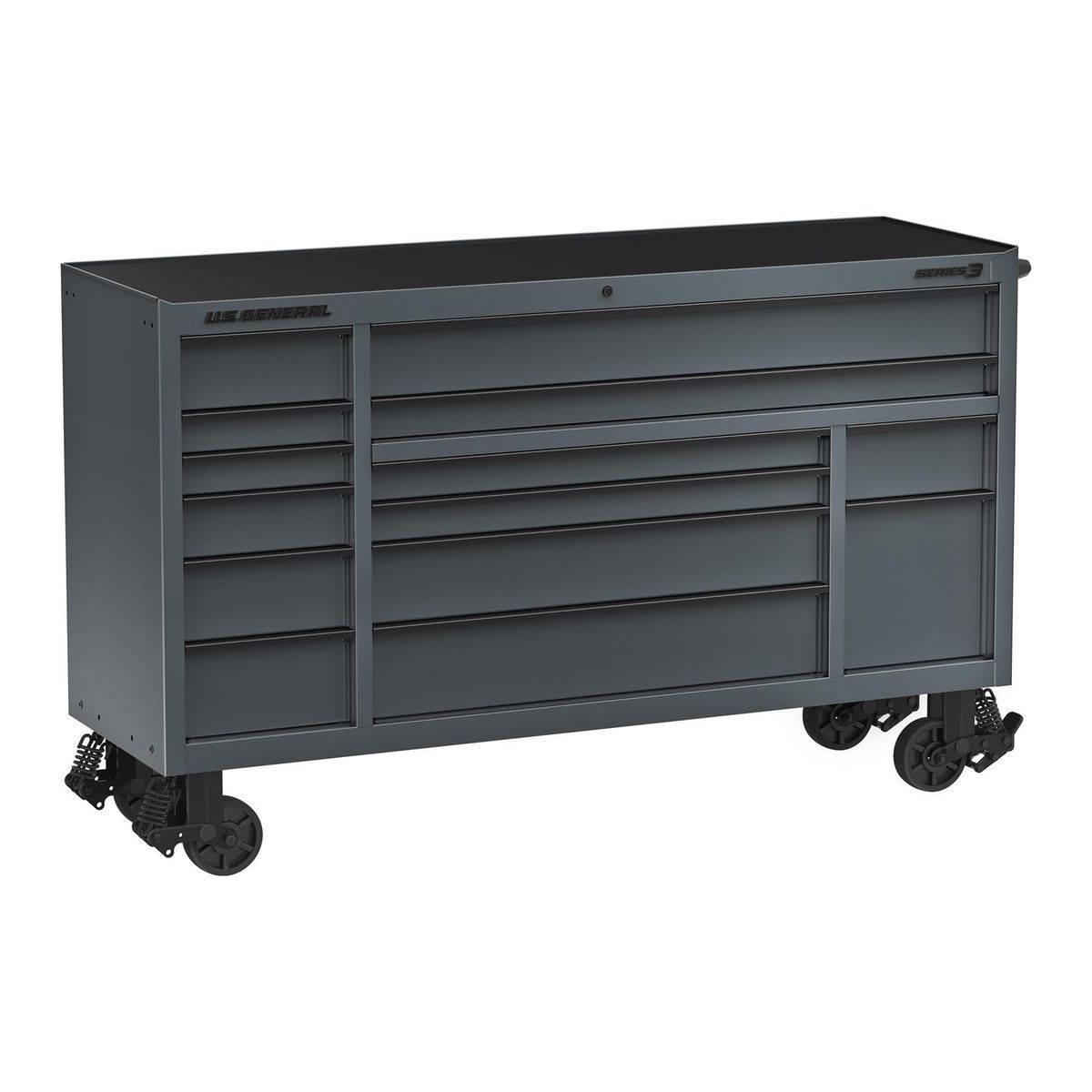 72 in. x 22 in. Slate Gray Triple-Bank Roll Cab B76634