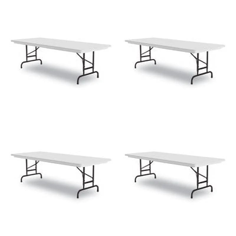 Adjustable Folding Tables, Rectangular, 60" x 30" x 22" to 32", Gray Top, Black Legs F7466