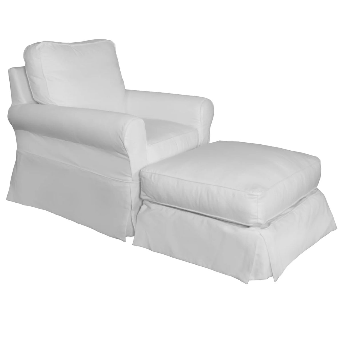 White Fabric Slipcover Swivel Rocking Chair & Ottoman G4878