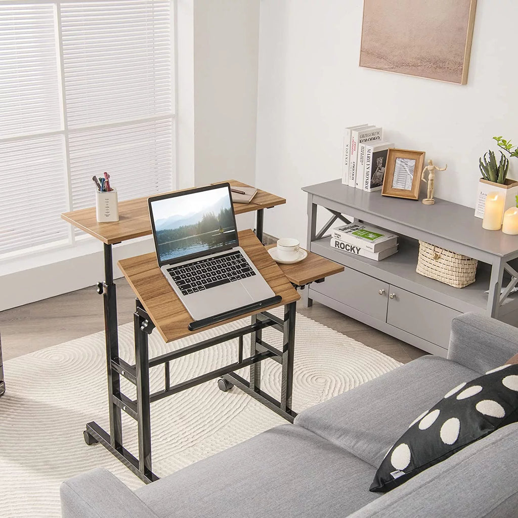 Mobile Standing Desk with Tilting Tabletop & Wheels J3171