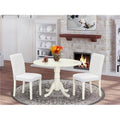 White 3 Piece Round Dining Table Set with 2 Chairs G691