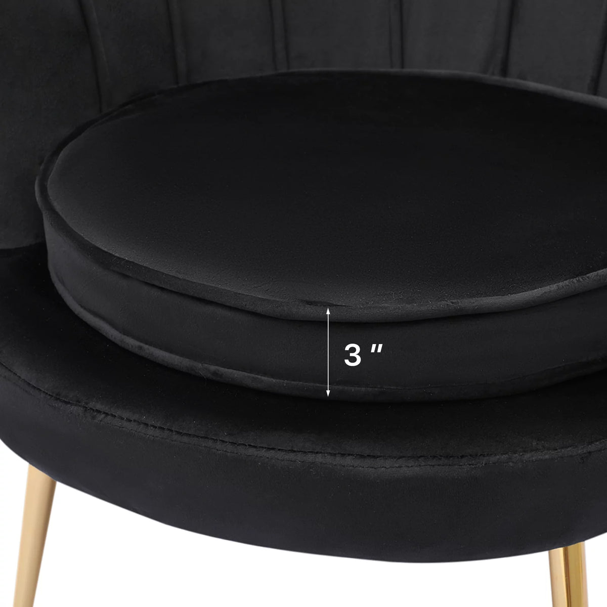 Black Velvet Tufted Accent Chair with Ottoman and Cushion V320589