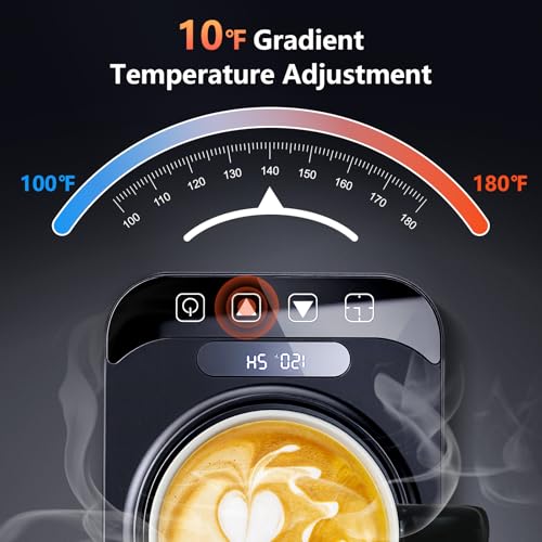 36W Electric Smart Coffee Mug Warmer Set with Timer, Black 14oz O88534