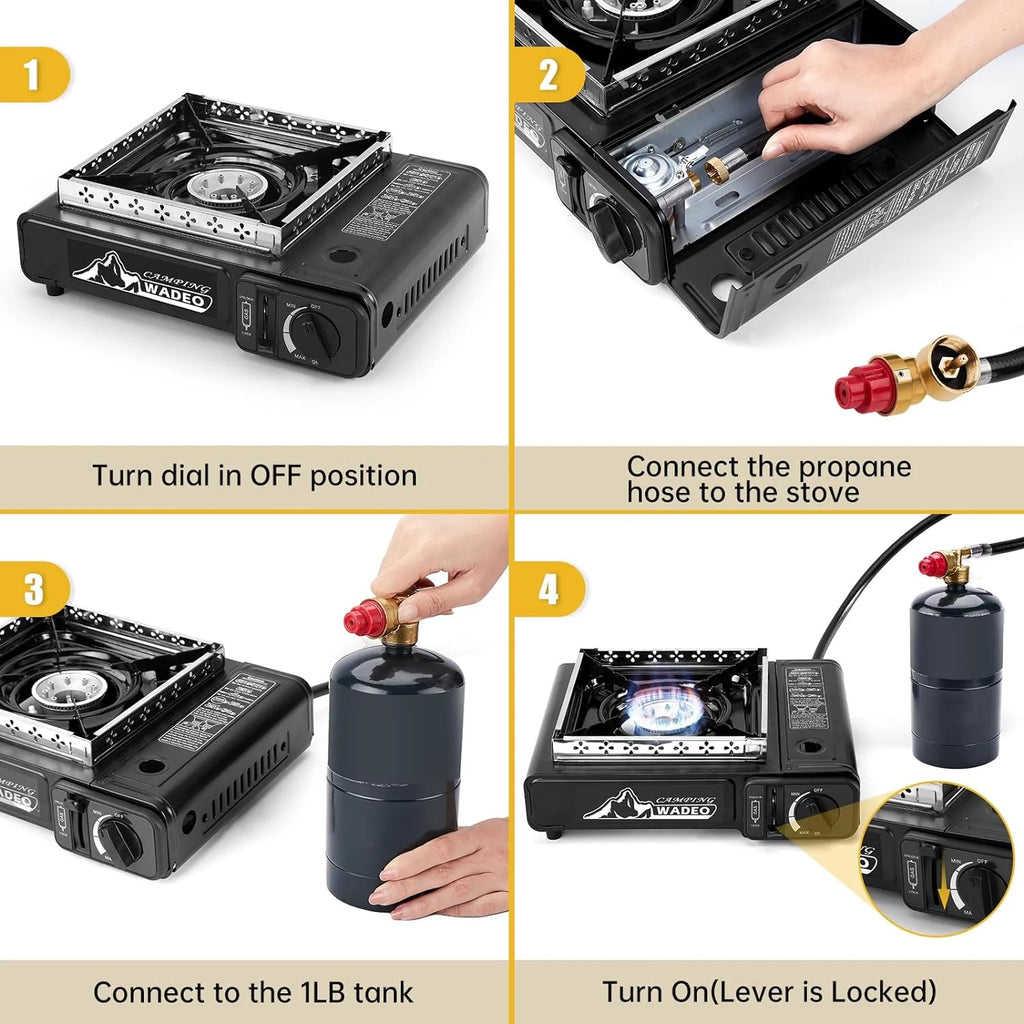 Portable Dual Fuel Camping Stove with Propane Regulator Hose S638867