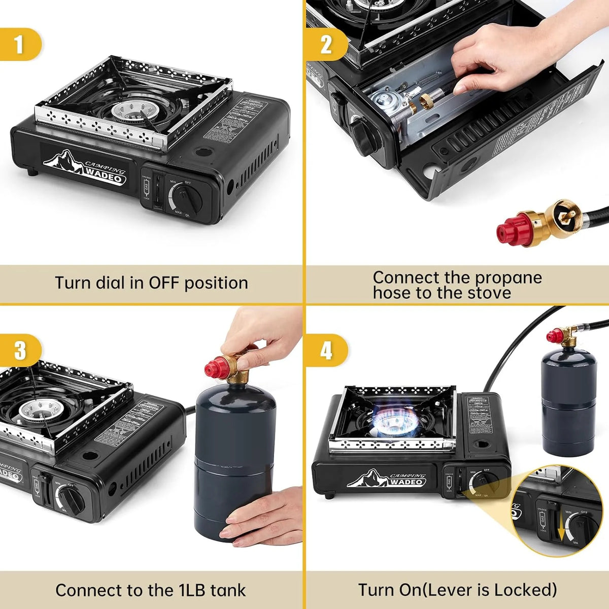 Portable Dual Fuel Camping Stove with Propane Regulator Hose S638867