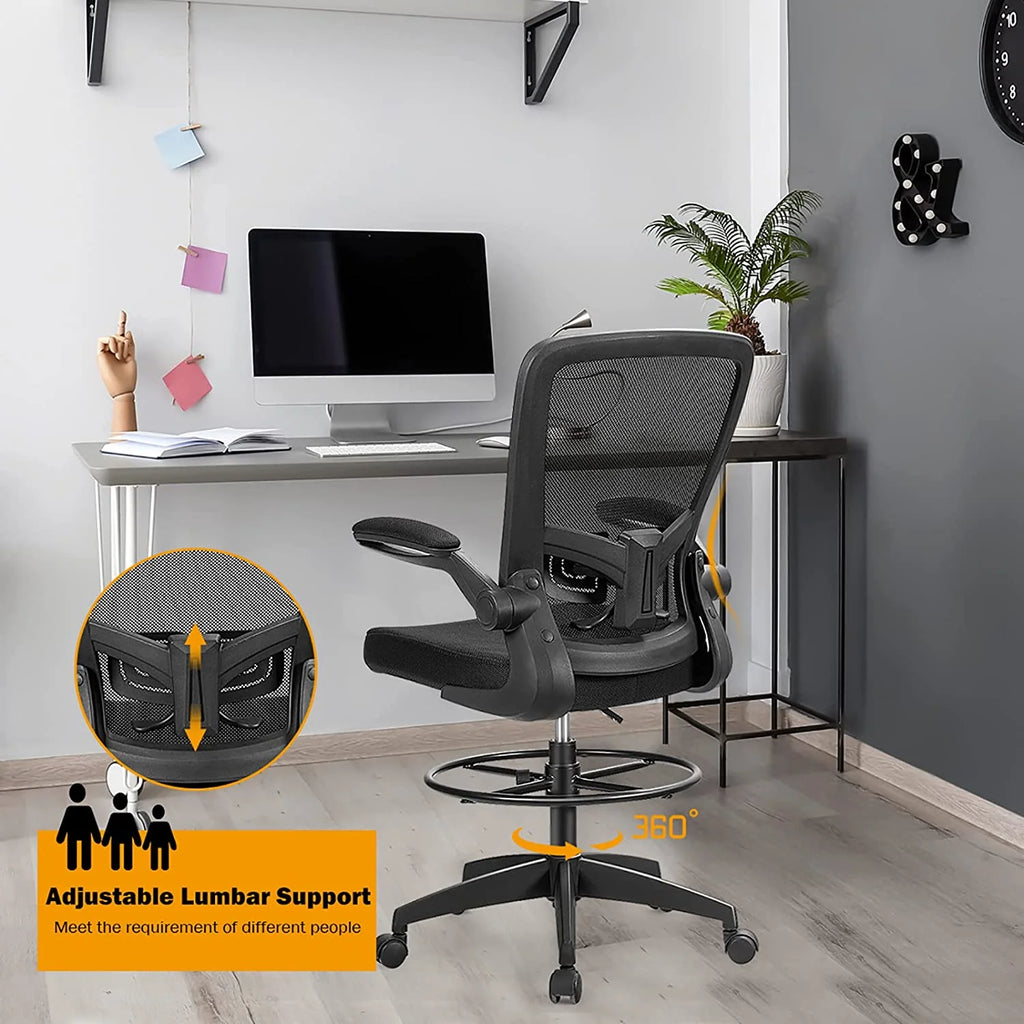 Black Ergonomic Tall Office Chair with Footrest Q595