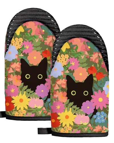 100% Cotton Mini Oven Mitts Set with Silicone Grips P984
