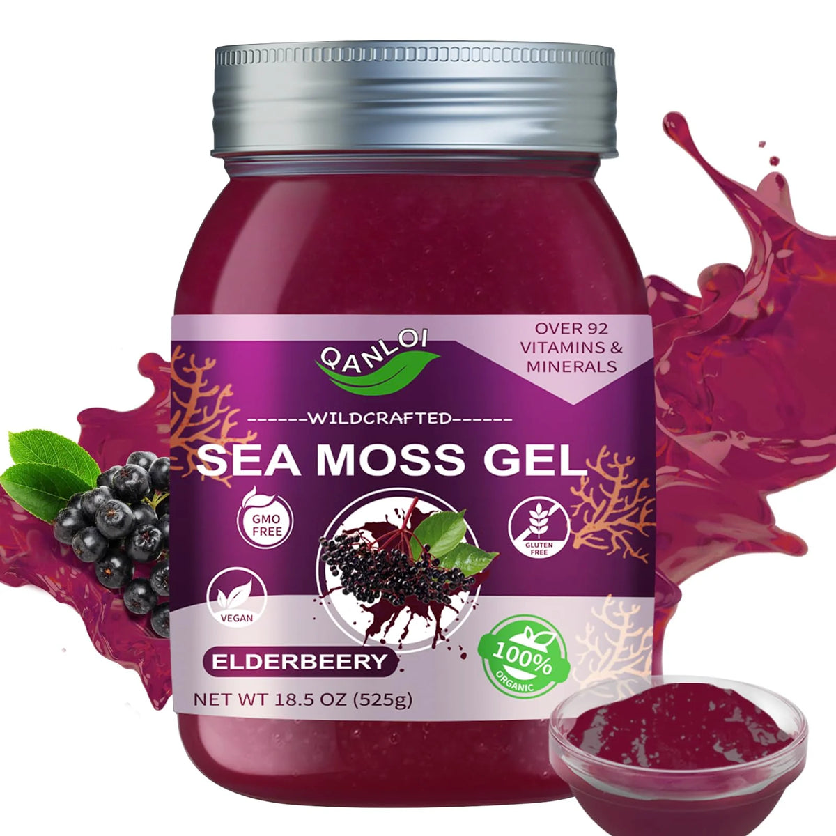 Irish Sea Moss Gel 18.5 oz Elderberry Supplement X885495