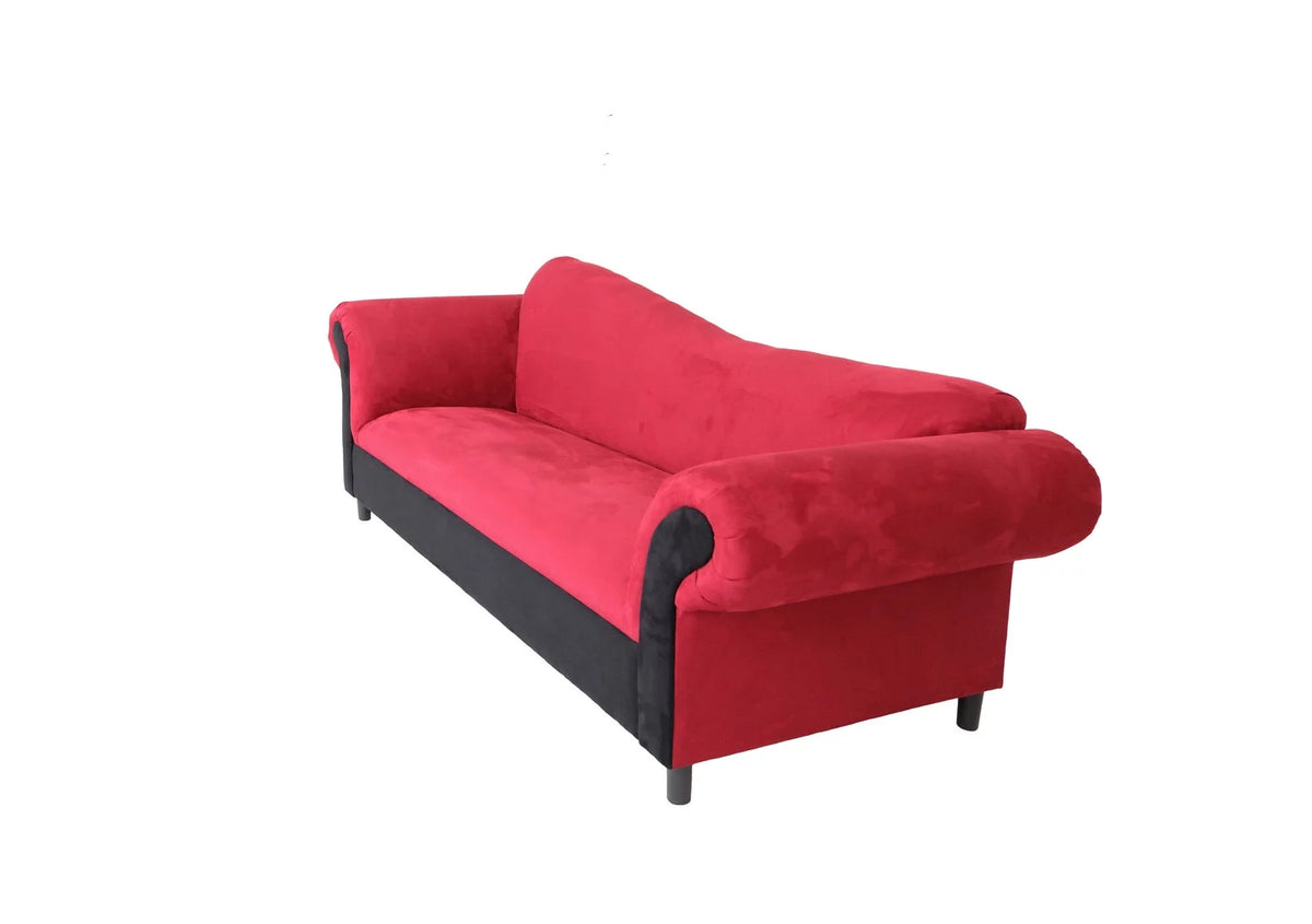 Red and Black Velvet Sofa with Solid Wood Frame B3973