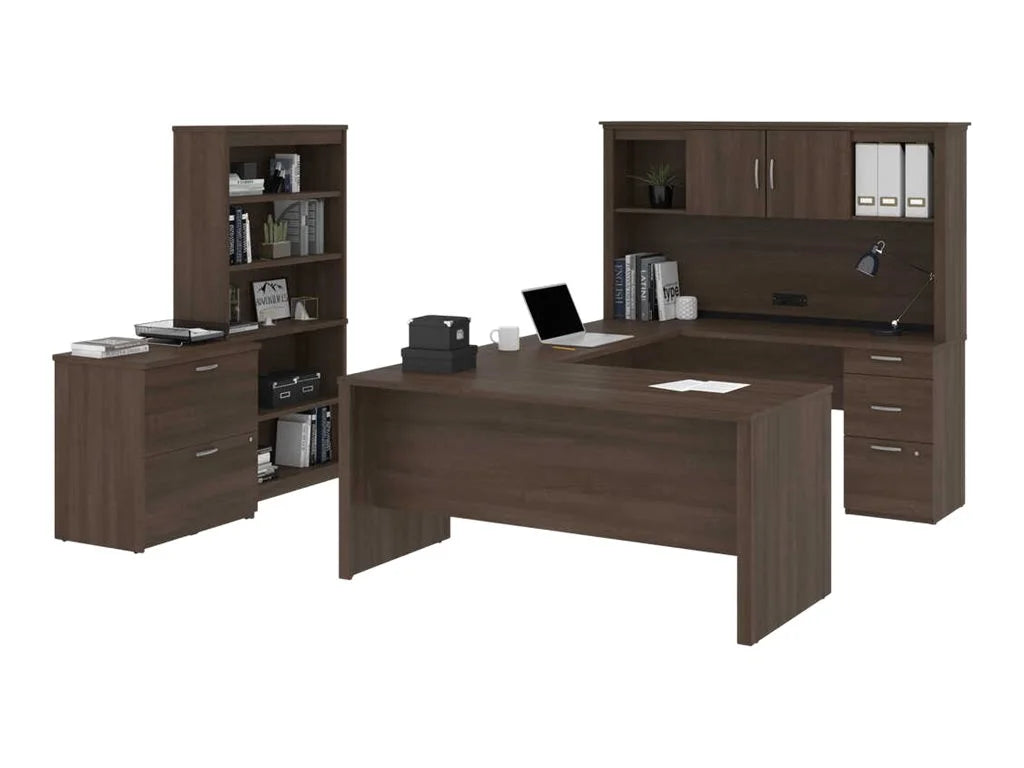 66" U-Shaped Desk and Bookcase K831