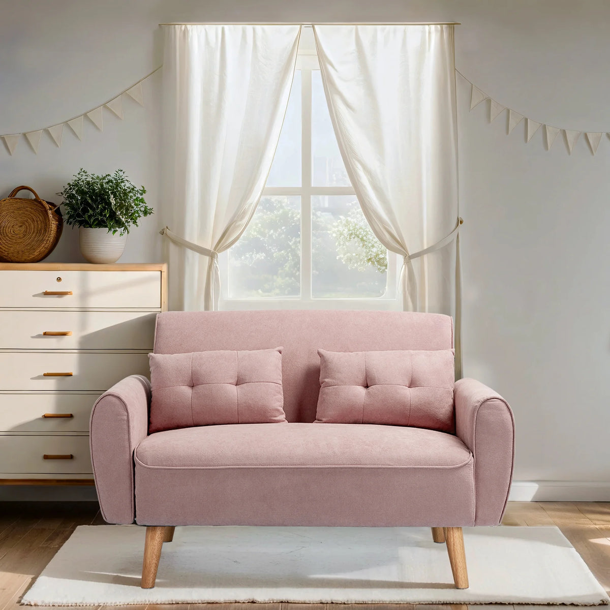 Dark Grey Fabric Upholstered 2-Seat Sofa T645836