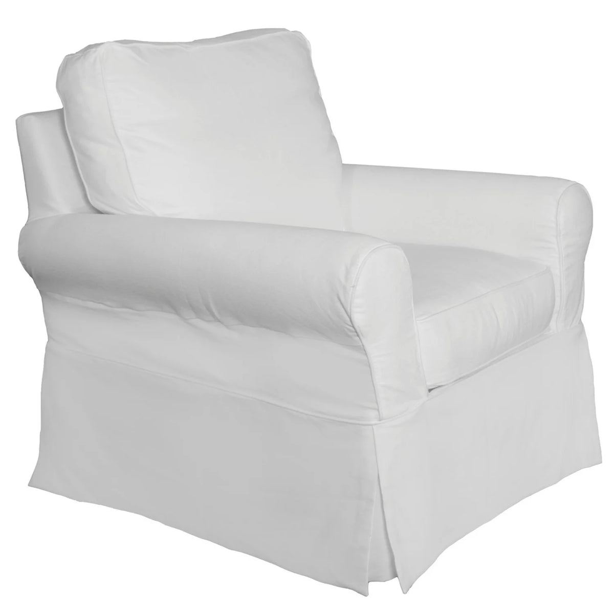 White Fabric Slipcover Swivel Rocking Chair & Ottoman G4878
