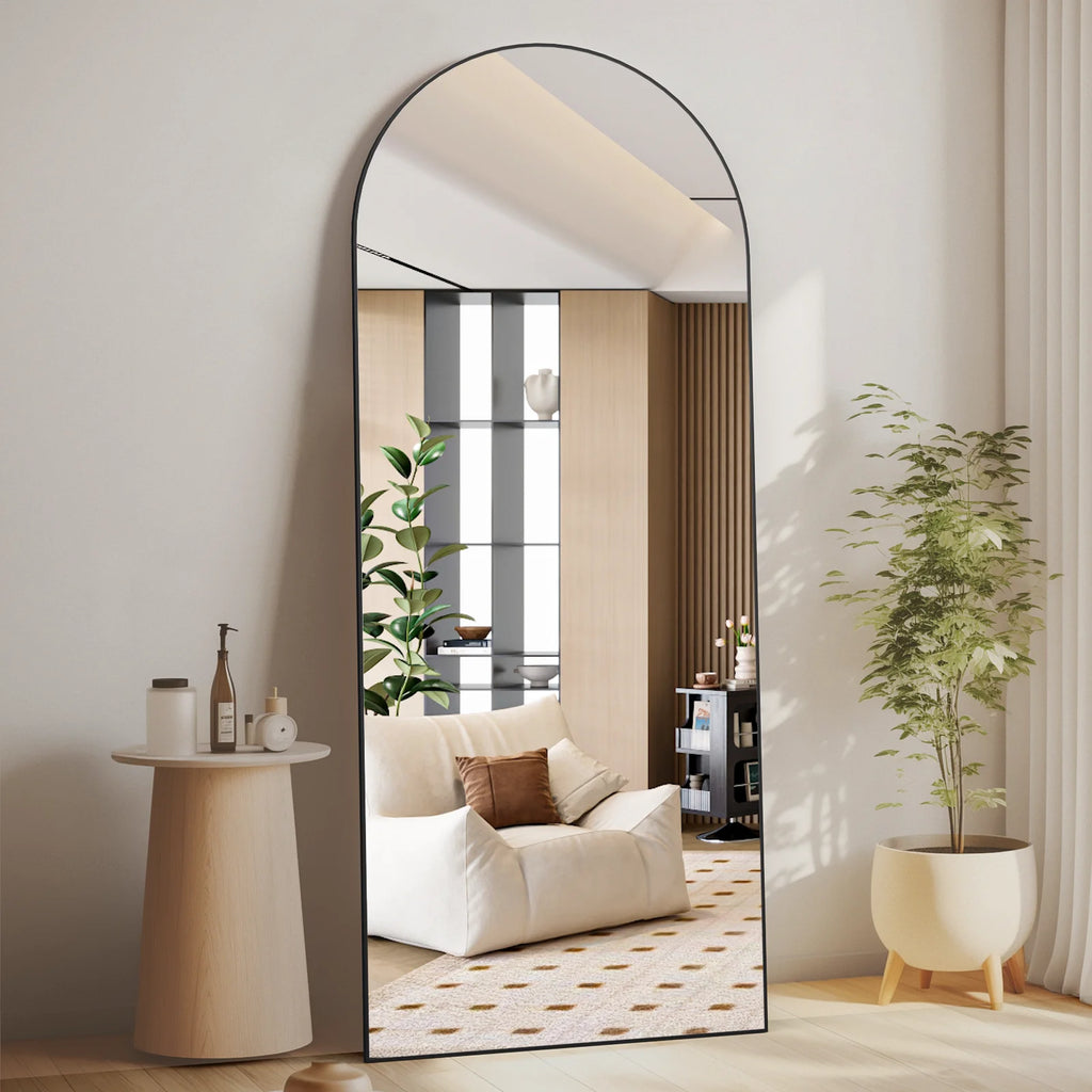 Arched Full Length Floor Mirror 65''x24'' Black A7291