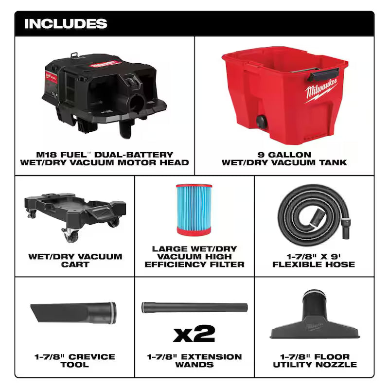 9 Gal. Cordless Wet/Dry Shop Vacuum with Automotive Kit U883