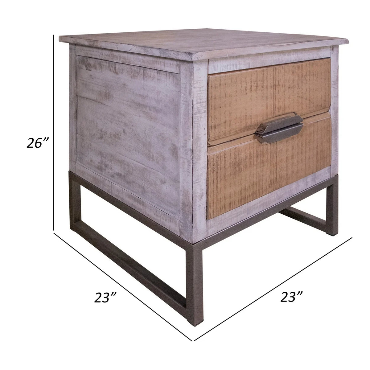 26 Inch Mango Wood 2 Drawer Side End Table Y5529