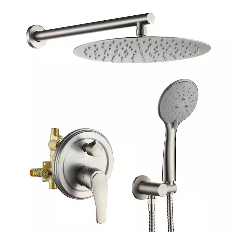Wall Mount Dual Shower Heads with Valve in Brushed Nickel I64936