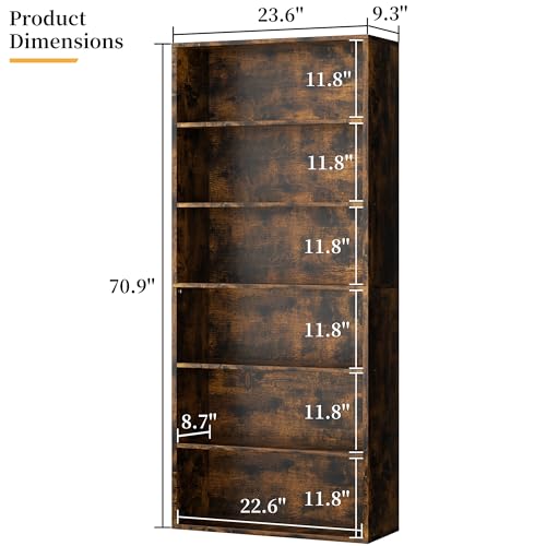 6-Tier Black Bookshelf K13023