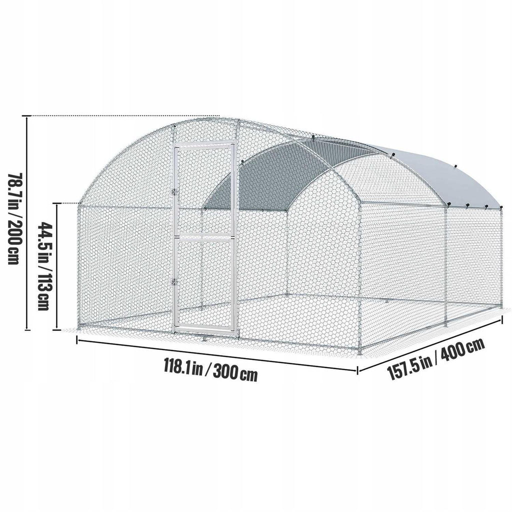 Large Metal Chicken Coop with Run and Waterproof Cover H625