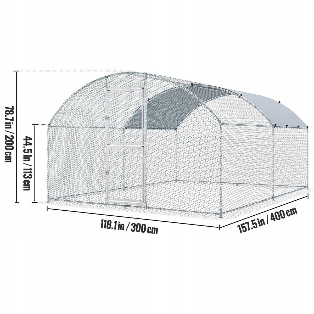 Large Metal Chicken Coop with Run and Waterproof Cover H625