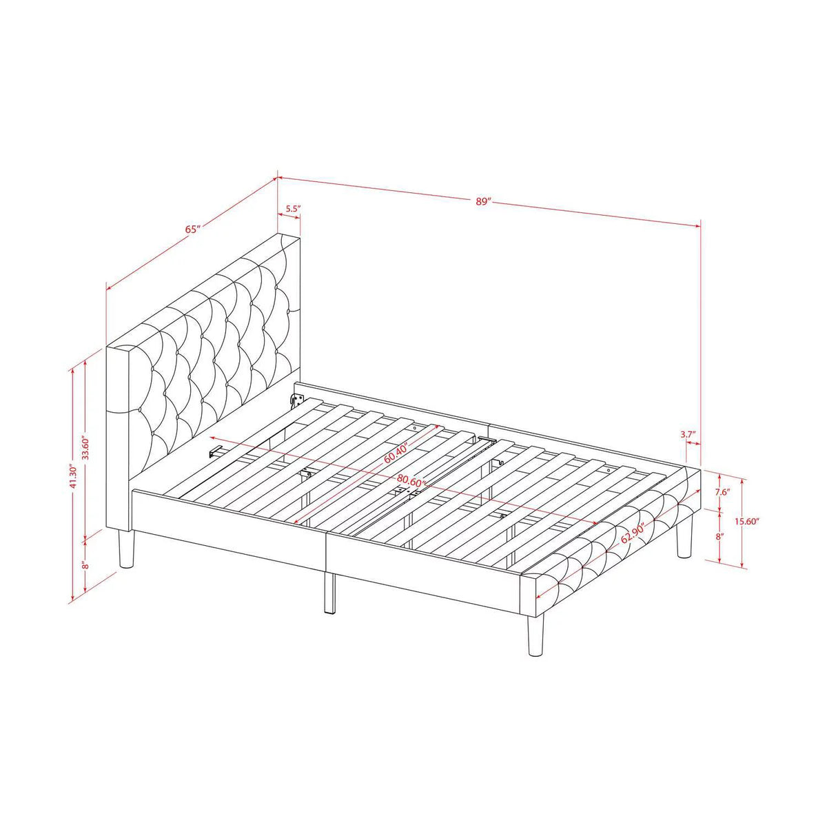 2 Pieces Wood Queen Bedroom Set T100