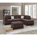 Dark Coffee Chenille Reversible Sectional Sofa W9852