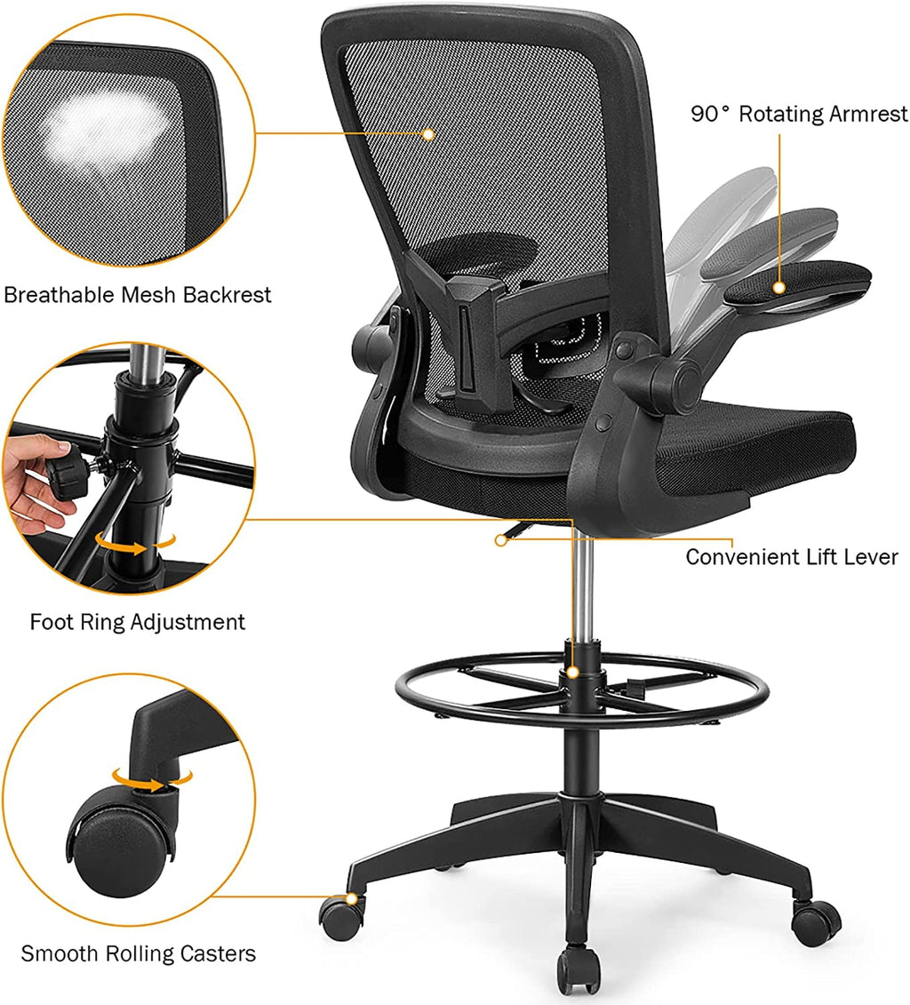 Black Ergonomic Tall Office Chair with Footrest Q595