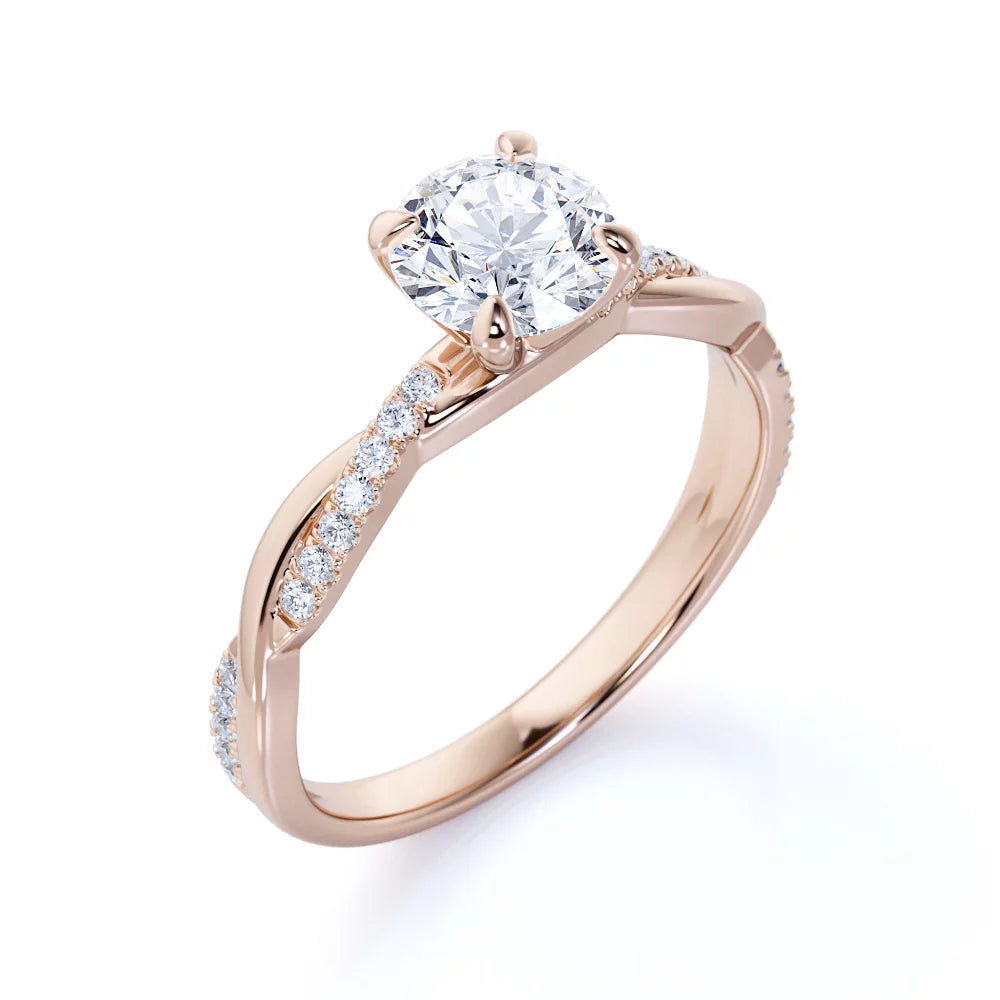 1 Carat Round Cut Moissanite Engagement Ring O348746