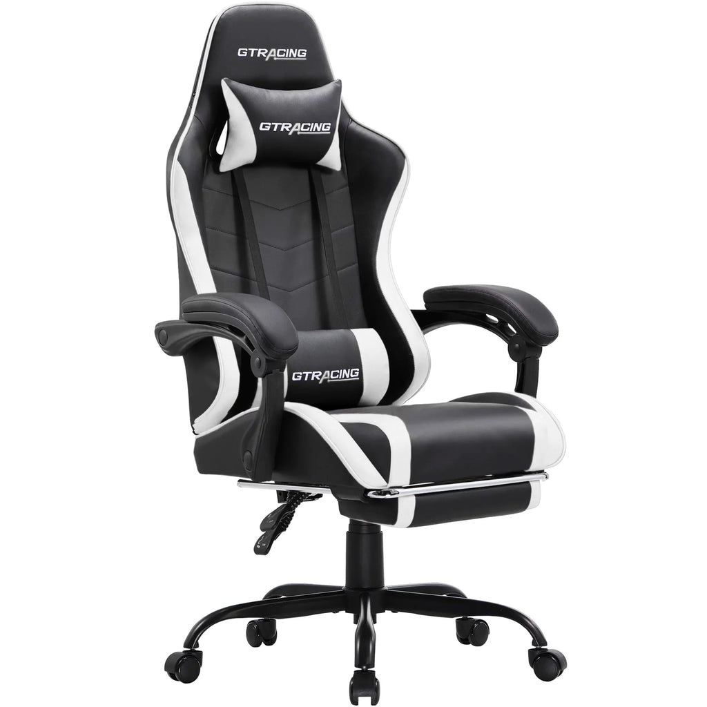 White Gaming Chair with Footrest S282