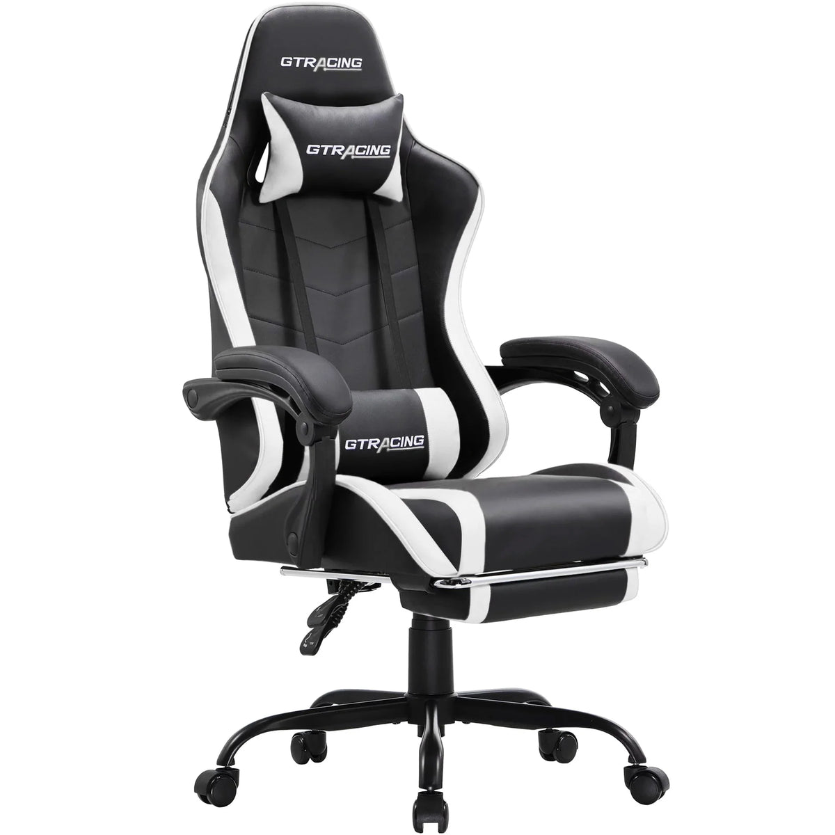 White Gaming Chair with Footrest S282