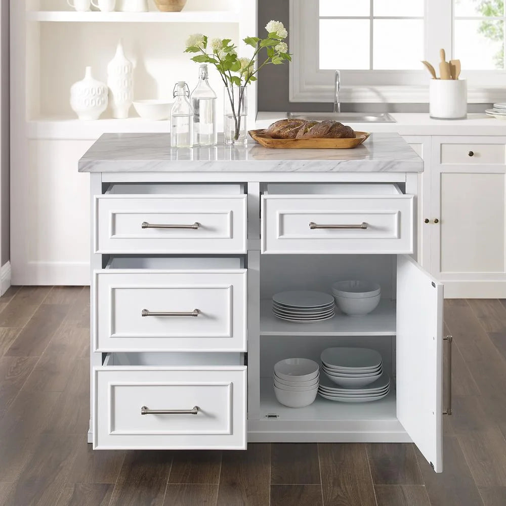 White MDF Wood Kitchen Island K8463