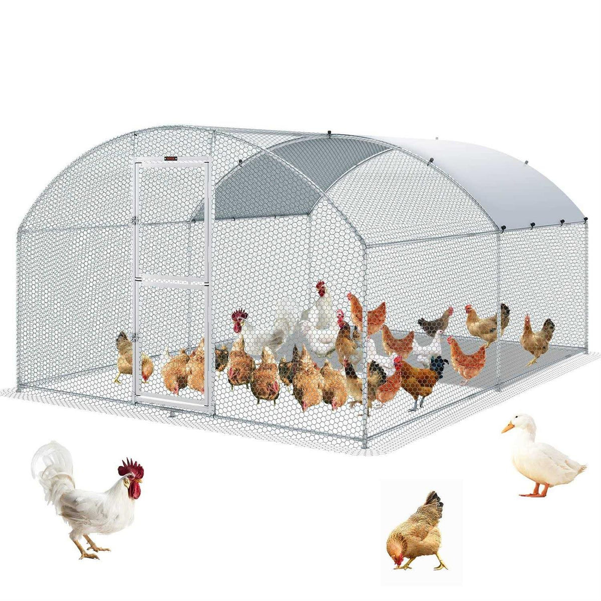 Large Metal Chicken Coop with Run and Waterproof Cover H625