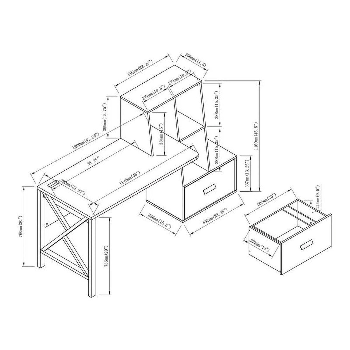 Contemporary Distressed Gray Wood Desk M890