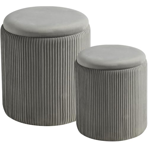 Set of 2 Upholstered Velvet Ottoman with Storage X8926