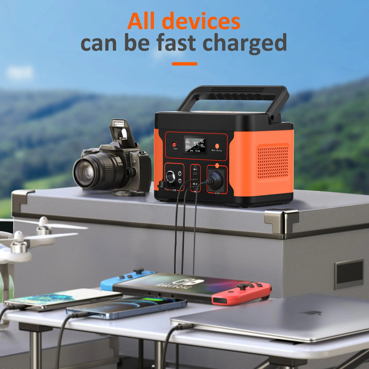 Portable Power Station 600W 550Wh LiFePO4 Battery W3038