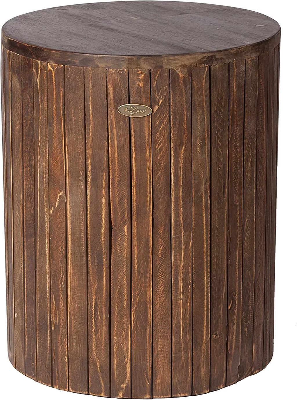 Cacao Brown Recycled Wood Stool End Table Q258271