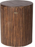 Cacao Brown Recycled Wood Stool End Table Q258271