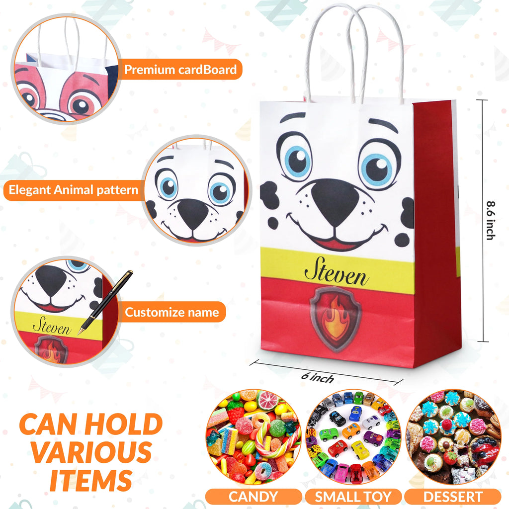 60 Pc Dog Paw Theme Party Supply Paper Bags Wristband Straws Keychain O412846