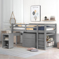 Twin Size Wood Loft Bed with Desk Storage Drawers and Bookcase P459