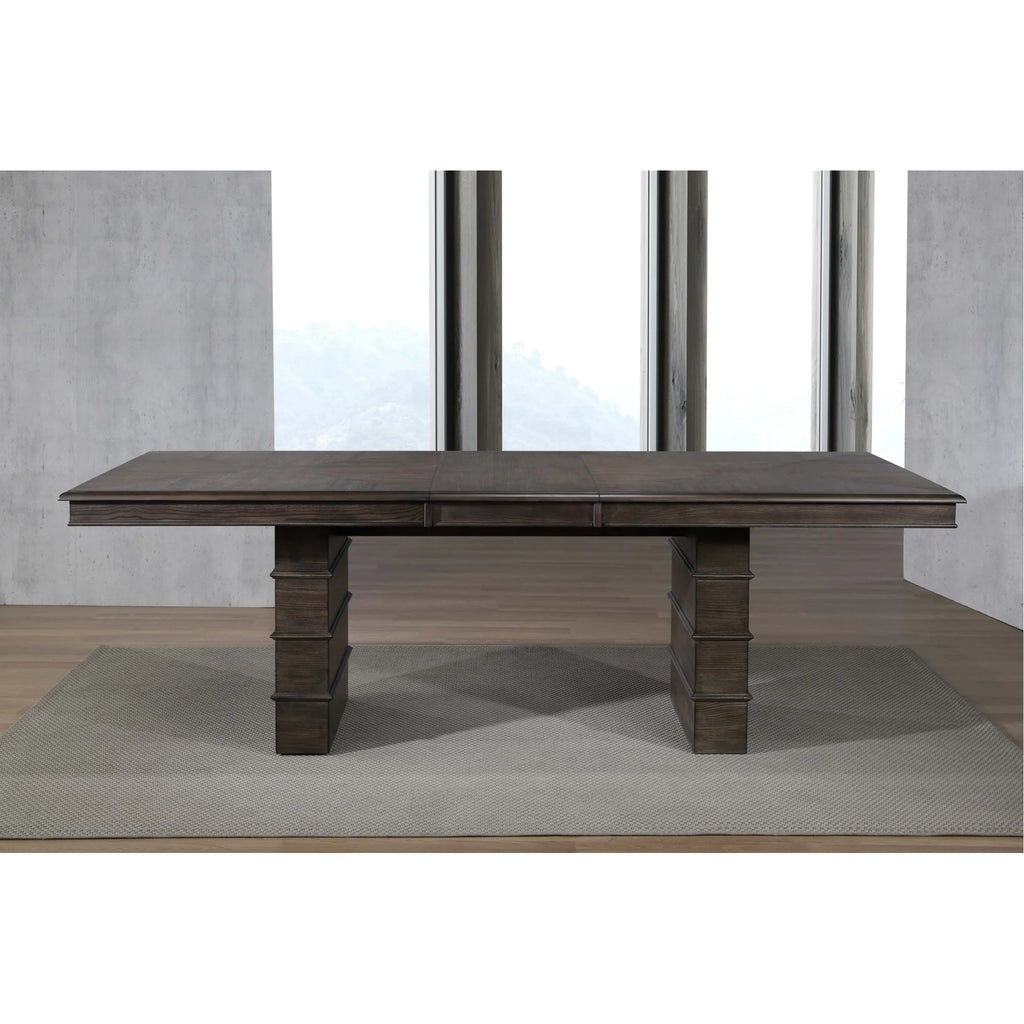 96" Rectangular Extendable Brown Solid Wood Dining Table O21503