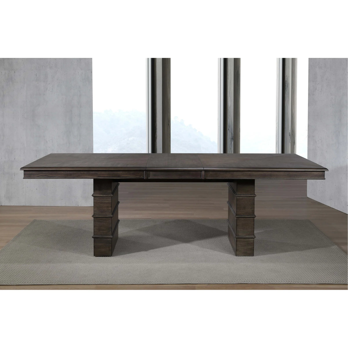 96" Rectangular Extendable Brown Solid Wood Dining Table O21503