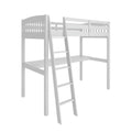 White Solid Wood Loft Bunk Bed with Desk J28383