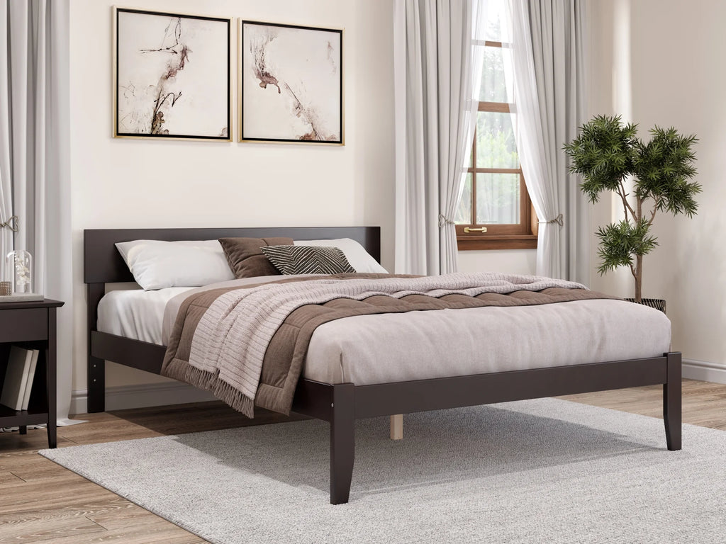 Queen Wood Platform Bed Frame with Headboard K6827