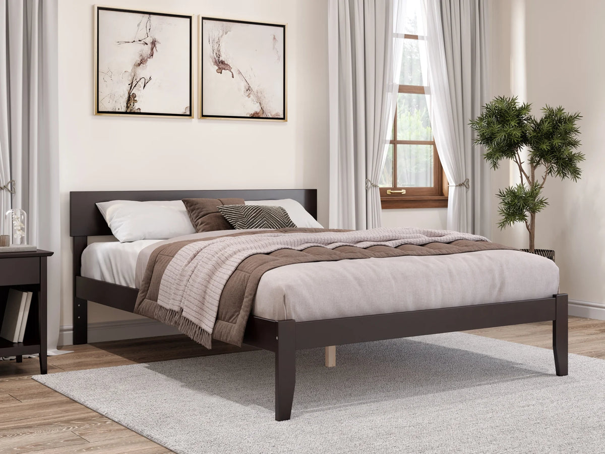Queen Wood Platform Bed Frame with Headboard K6827