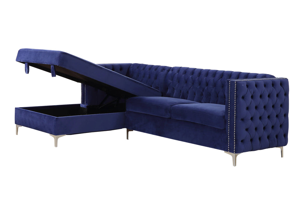 Navy Blue Velvet Sectional Sofa M286304