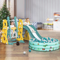 6 in 1 Toddler Slide and Swing Set with Basketball Hoop Y971