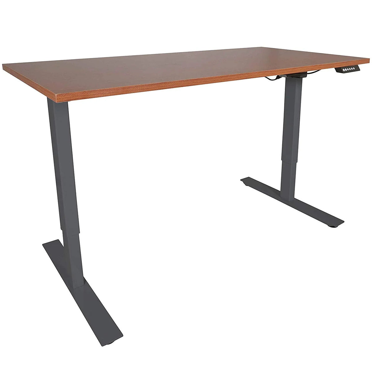 Adjustable Sit/Stand Desk 30" x 60" Cherry Finish Black Frame J445