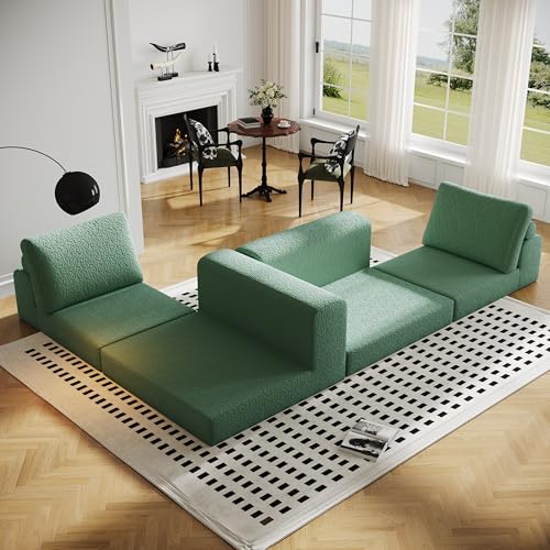 Beige Knitted Fabric 2 Seater Modular Sectional Sofa with 2 Pillows W3149