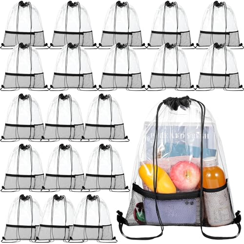 20 Pack Clear Drawstring Bags S6387