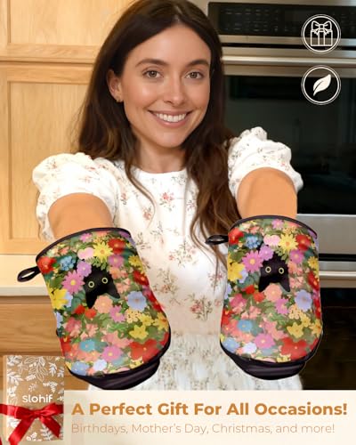100% Cotton Mini Oven Mitts Set with Silicone Grips P984